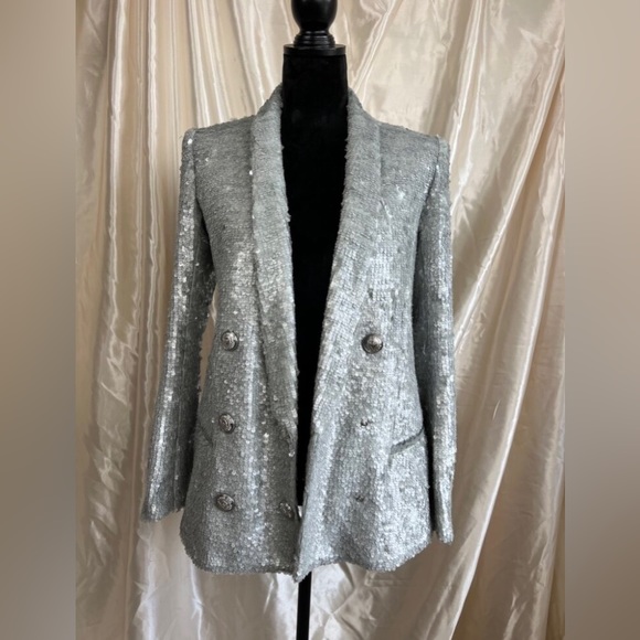 Balmain Oversized Silver Sequined Blazer - Picture 6 of 6